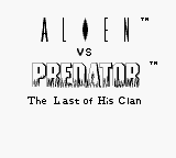 Alien vs Predator title screen for GameBoy